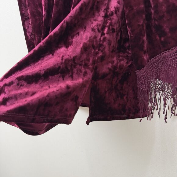 Fairy Grunge Whimsigoth Top Womens Medium Burgundy Velvet Witchy‎ Vampire Goth - Picture 5 of 11